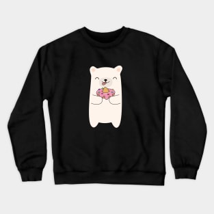 Cute Polar Bear Eating A Donut T-Shirt Crewneck Sweatshirt